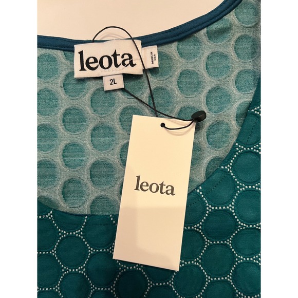 Leota Textured Circle Print Stretchy Midi Dress Teal Green Size XXL - Picture 5 of 8